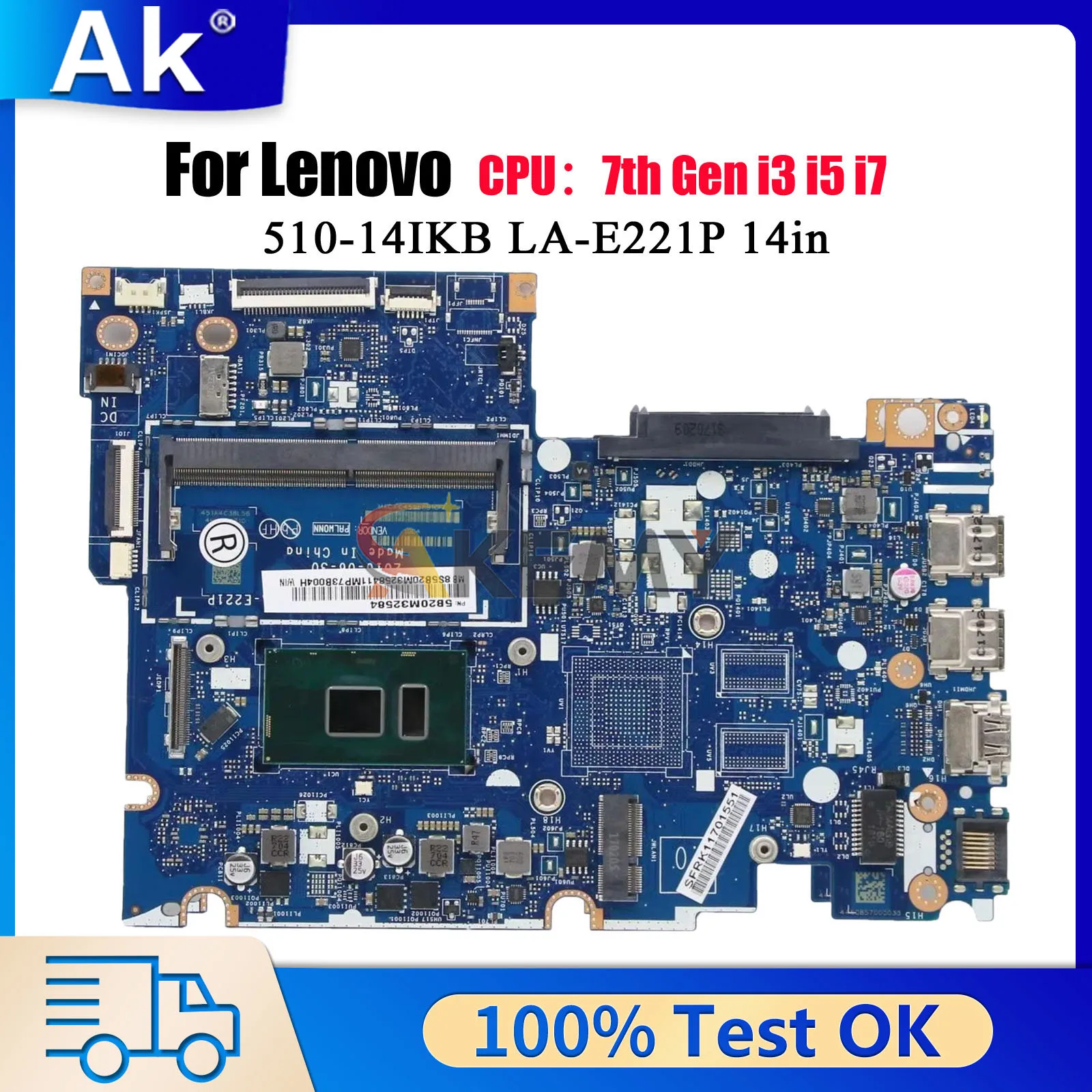 

For Lenovo LA-E221P 510-14IKB Motherboard 5B20M3932811 5B20M32797 5B20M3932111 i5-7200U I3-7100U Mainboard YOGA Yoga Flex 4-1480