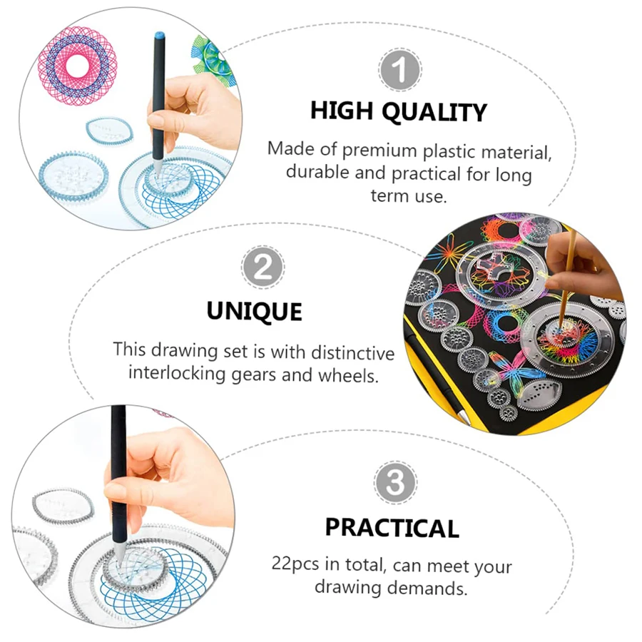 22pcs/set Multi Shaped Geometric Pattern Quick Drawing Ruler Convenient Rotating Drawing Ruler Handmade DIY Art Painting Tools