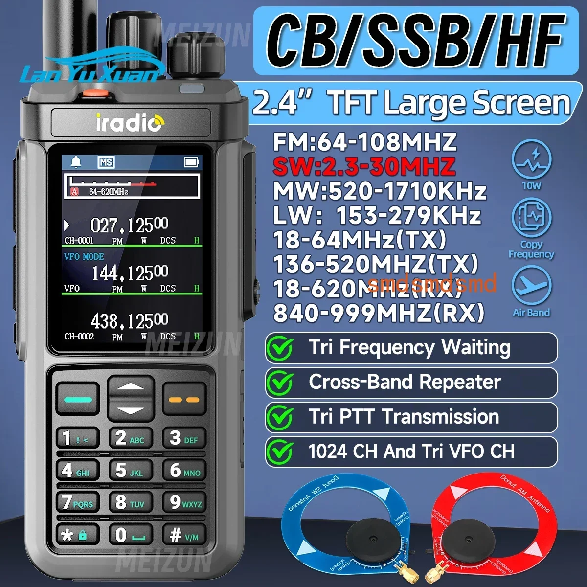 UV-98 PLUS Air Band Walkie Talkie Cross Band Repeater 2.4