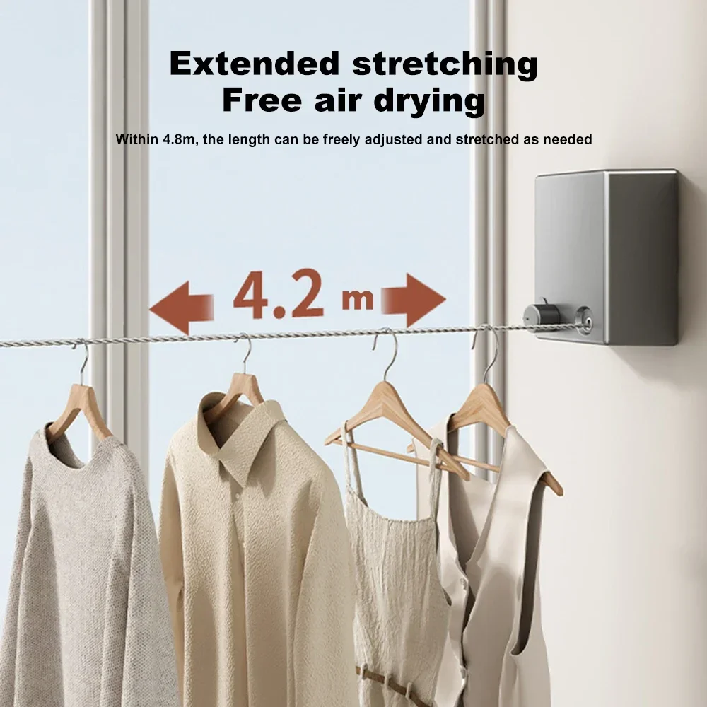 Retractable Clothesline Laundry Hanger Clothes Drying Rack Double Layer Stretchable Clothes Line Laundry Drying Line Hanger