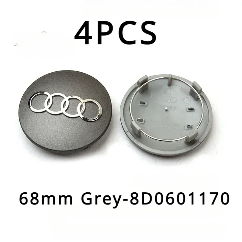 아우디 A3 A4 A5 A6 A7 A8 S4 S6 TT용 자동차 스타일링 휠 센터 캡 허브 커버 배지, 4P 60mm 61mm 68mm 69mm, 4B0601170 액세서리