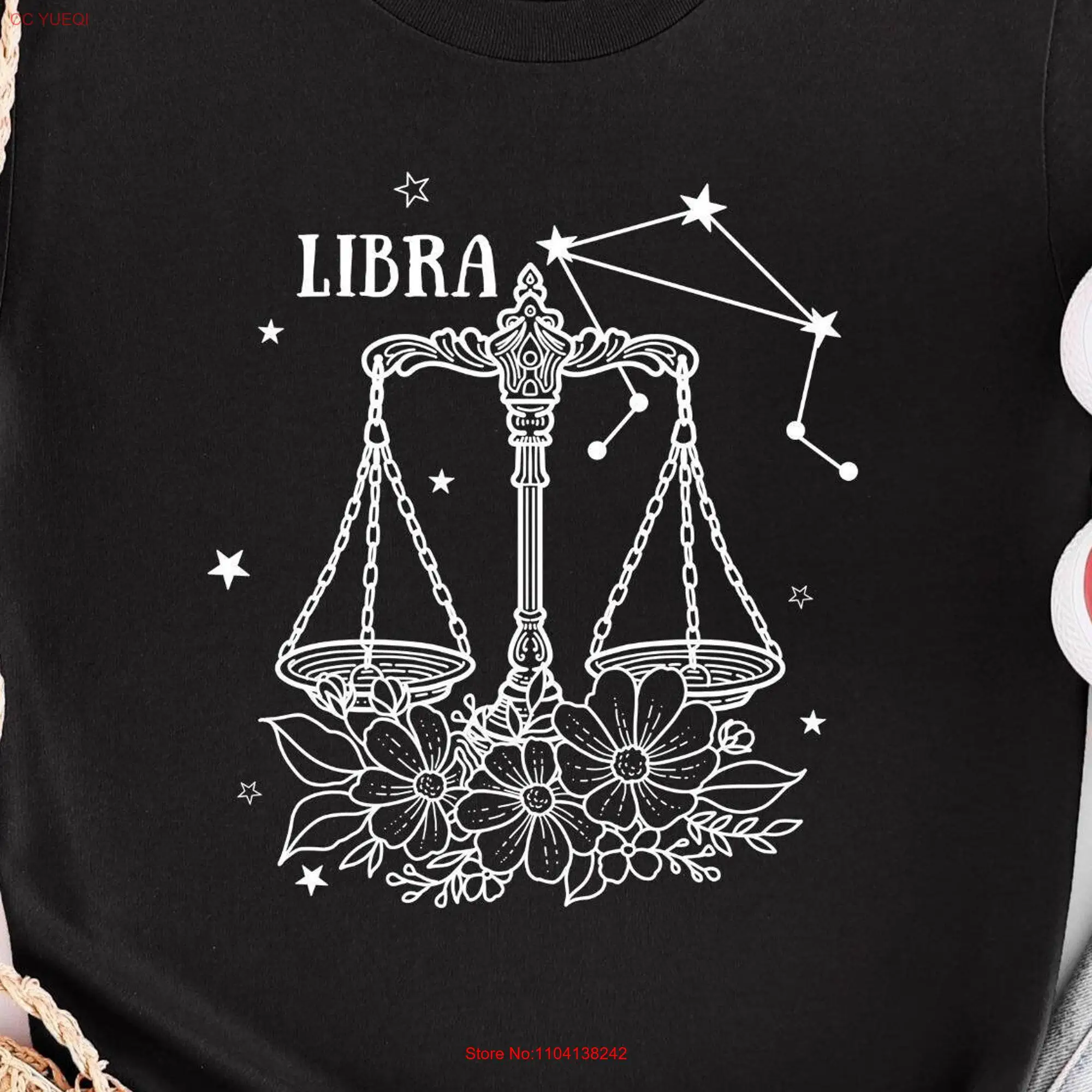 Libra Horoscope T Shirt Floral Zodiac Sign For Her  long or short sleeves