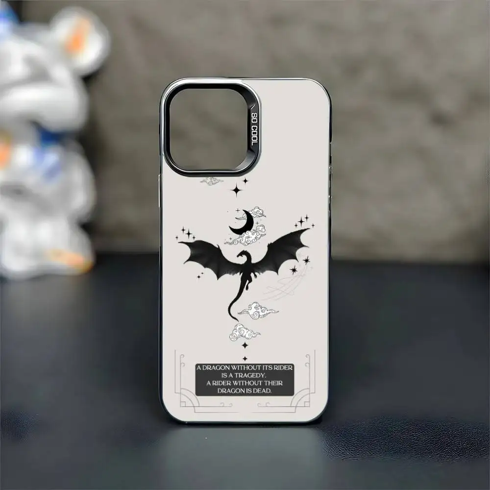 Dragon Fourth Wing telefoonhoesje voor iPhone17,16,15,14,13,12,11 Plus, Pro Max zwarte matte schokbestendige hoes