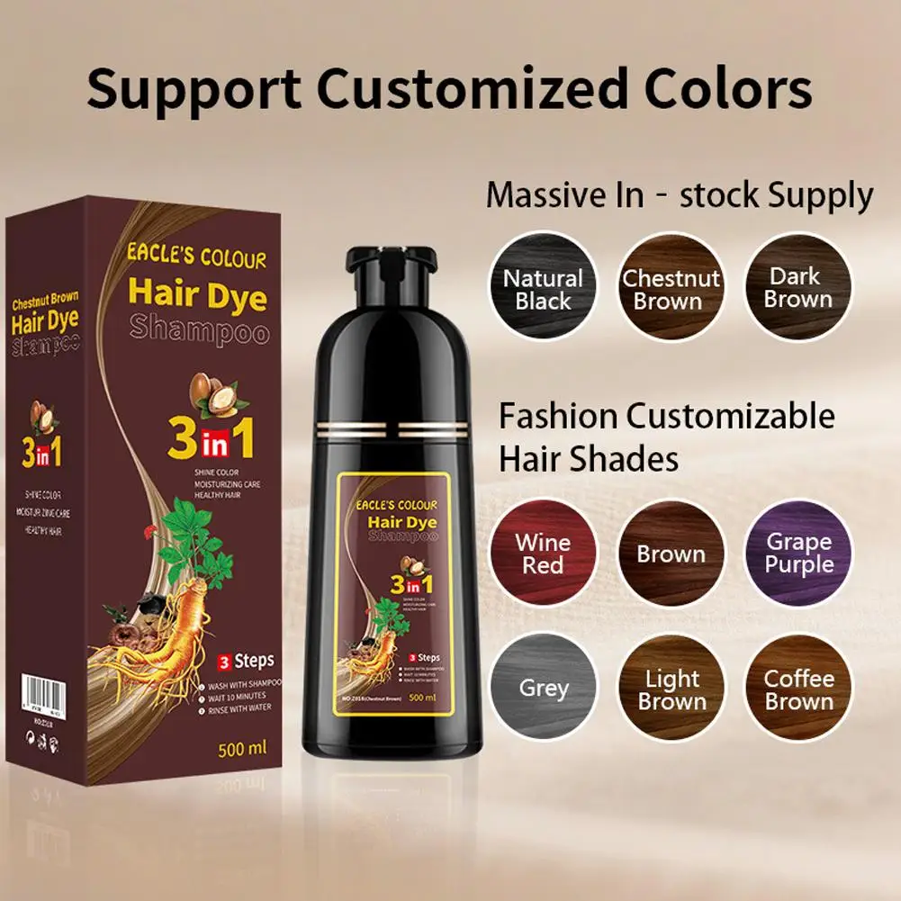 Quick Hair Dye Shampoo 3 In 1 Instant Coloring Shampoo Gray White Cover Natural Plant Fast Dye Long Lasting Dye Shampoo