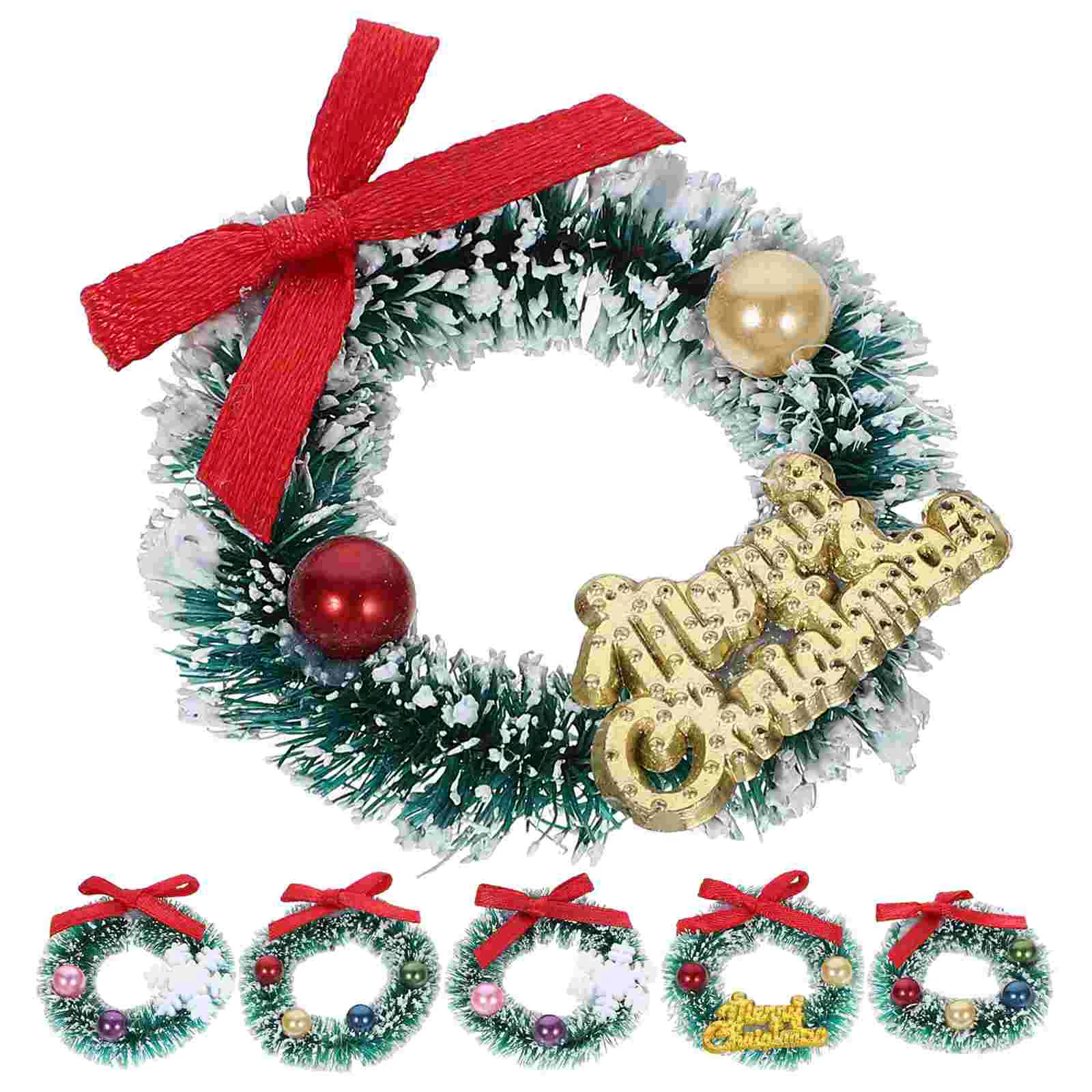 

Christmas House Micro Landscape Decoration Ornaments Garland Simulated Wreath Pendants Tree Miniature Wreaths Kit