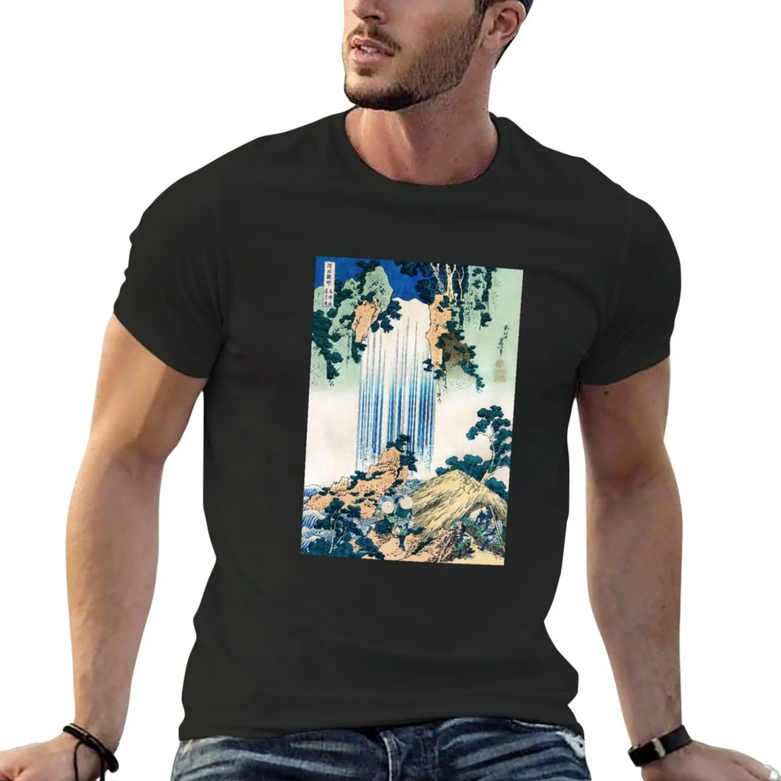 

New Katsushika Hokusai, Yoro Waterfall in Mino Province T-Shirt boys animal print shirt plus size tops men clothes