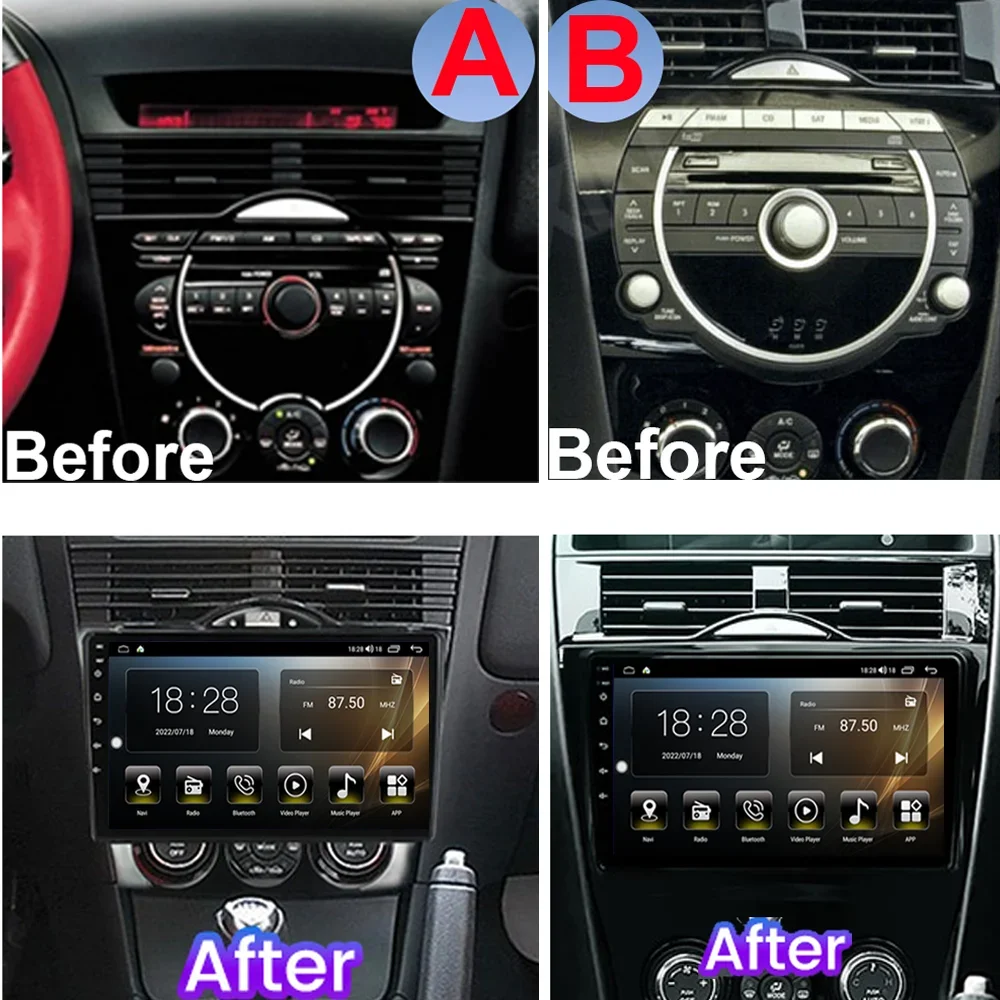 2Din For Mazda RX8 2003-2011 4G CARPLAY Android Car Radio Stereo