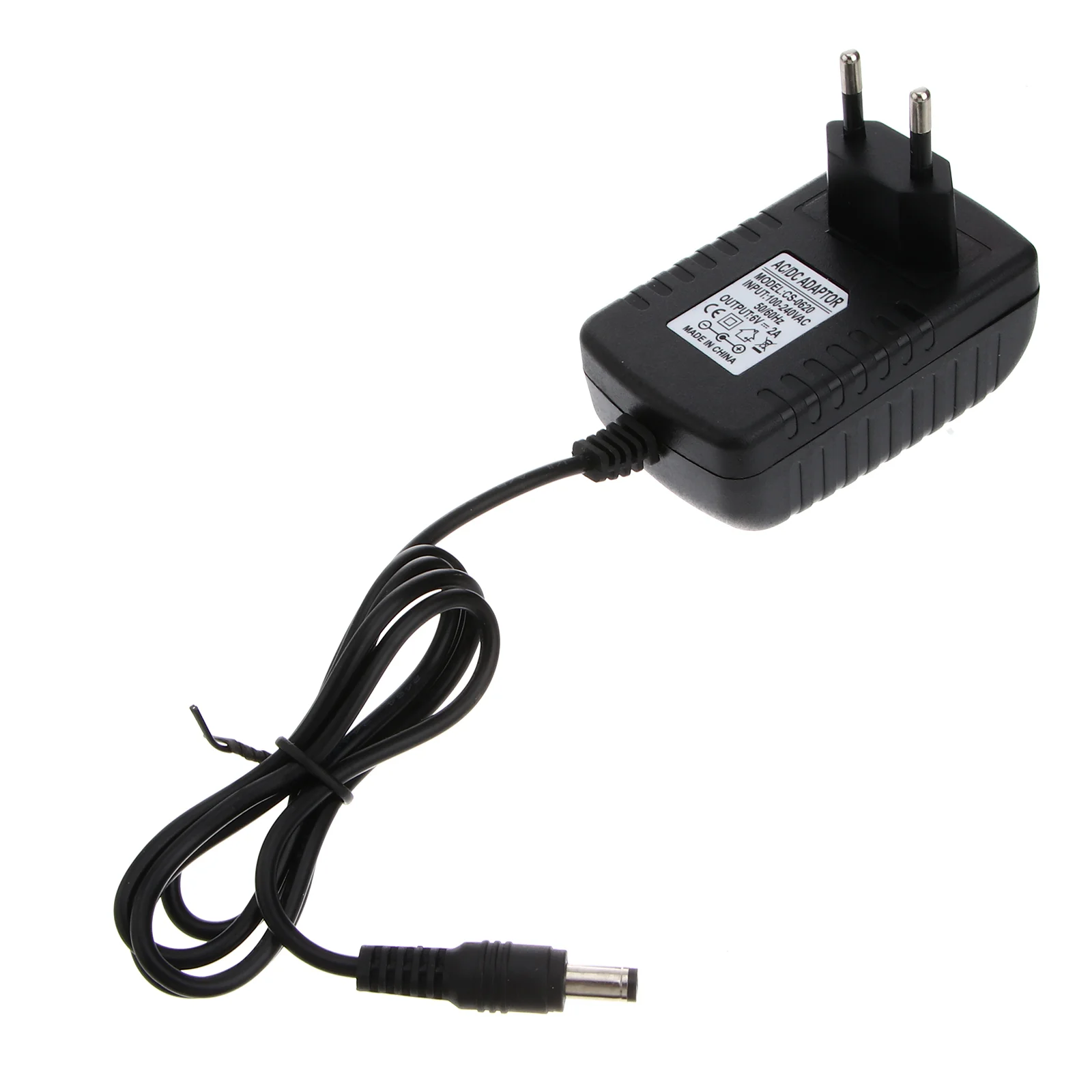 Adaptador de corriente CA 100-240V CC 6V 2A 55mm x 21mm con enchufe europeo (negro) 6V 2A adaptador de corriente 55*21mm