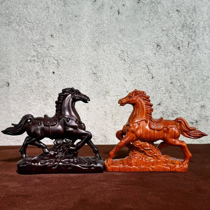 

Real carved zodiac horse ornaments, solid wood carving, successful horse carving, home and office desktop decoration craft gifts