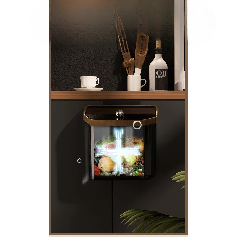 Large 3.2 Gallon Compost Bin Under Sink Trash Can With Lid Hanging Waste Cabinet Office Kitchen Cupboard Bathroom Bedroom Black