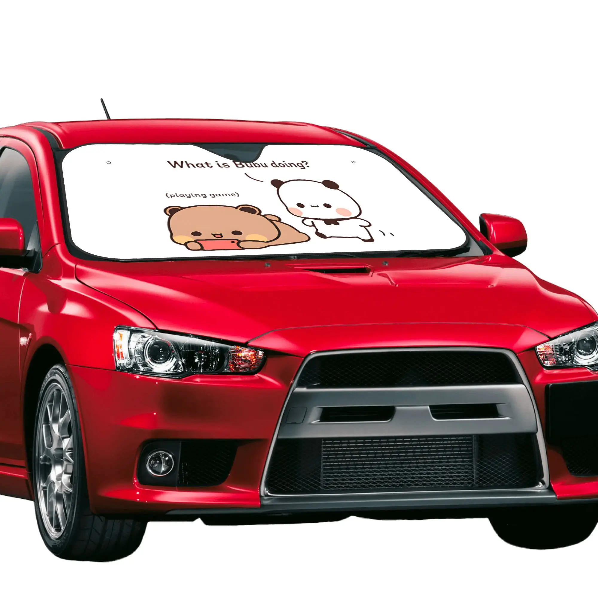 Bubu Dudu Panda And Brownie Bear Couple Car Front Windshield Sun Visor UV Protection Car Sun Shade Aluminum Foil Car Sunshade