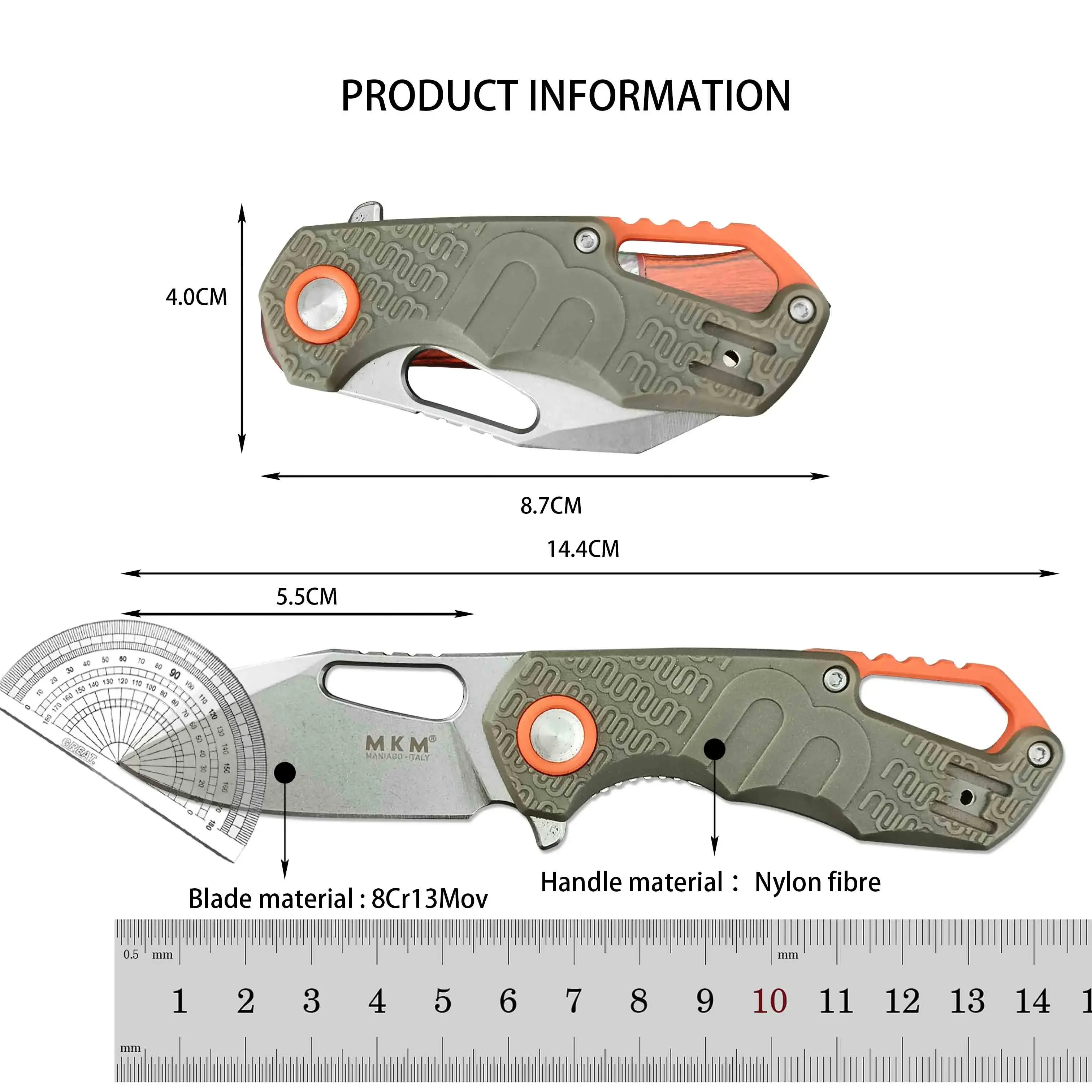 MKM F0332 Jackknife 8Cr13Mov Blade Nylon fiber handle Outdoor Camping Hiking Mini EDC Tactical Hunting knife Fishing tool knife