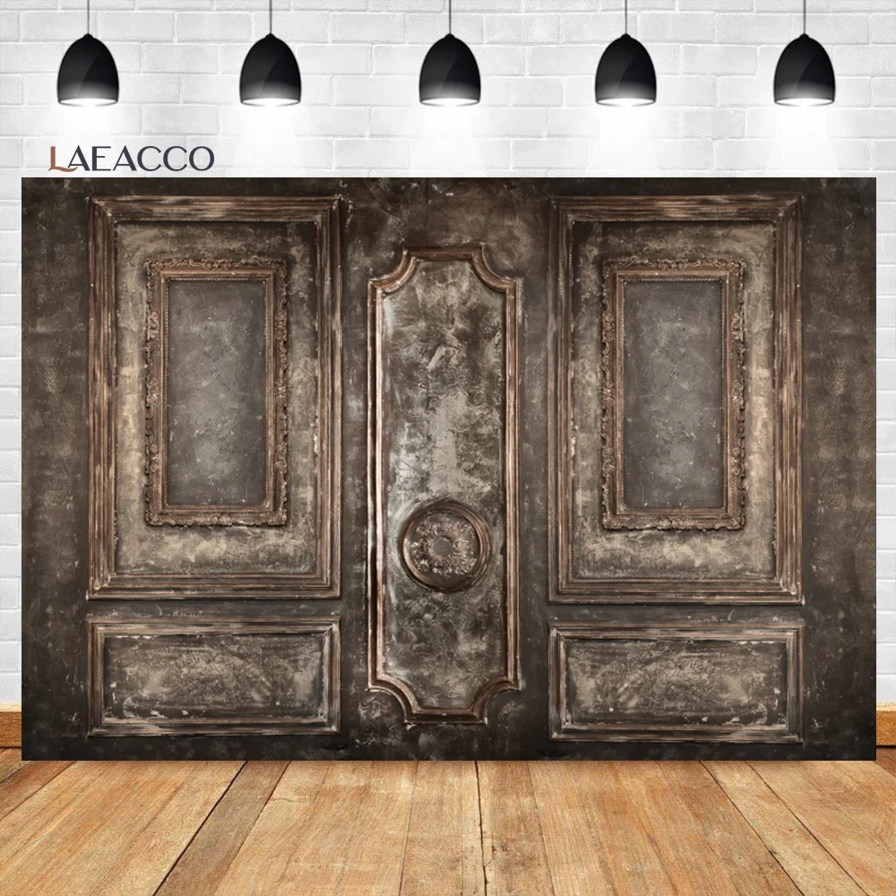 Laeacco Medieval Vintage Grey Deserted Stone Door Photography Backdrops Baby Shower Newborn Children Portrait Photo Background