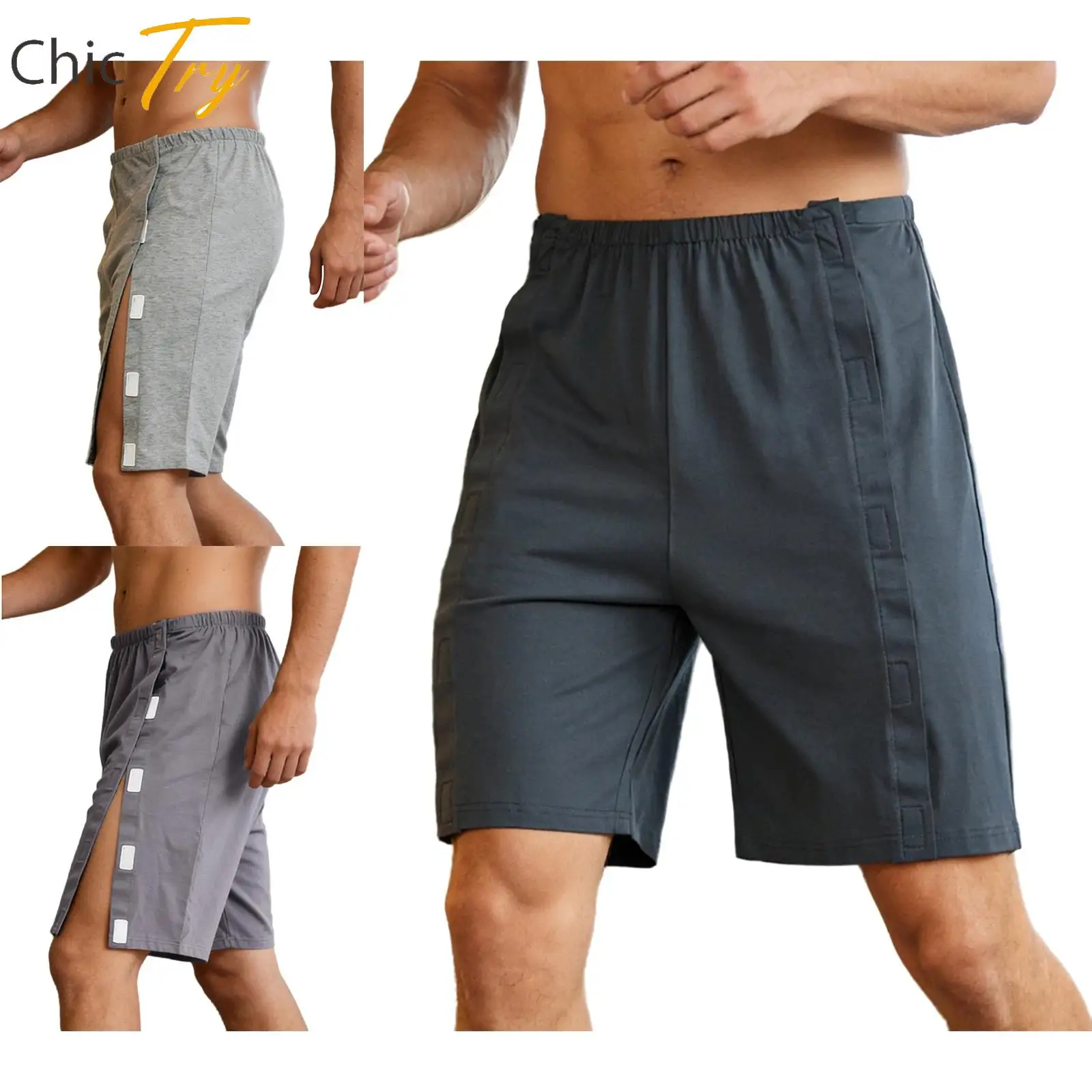 

Мужские спортивные шорты для бега и тренировок, послеоперационная одежда, шорты для ухода за парализованными пожилыми людьми, эластичные шорты с застежкой-липучкой