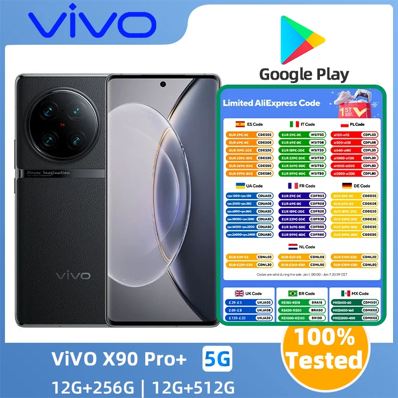 VIVO X90 Pro+ Plus 5G Smartphone Android 6.78inches Screen ROM 256GB Snapdragon 8Gen 2  50MP Camera NFC 4700MAh used phone