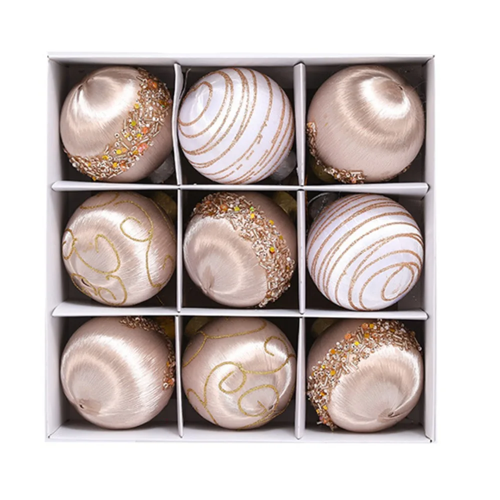 

9pcs 8cm Christmas Ball Set Big Painted Christmas Tree Decoration Pendant Waterproof Shatterproof Hanging Ornament Wedding