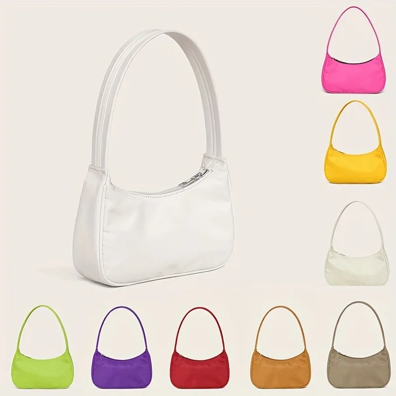 

Handbag For Women, Simple Nylon Shoulder Bag, Trendy Underarm Purse With Zipper