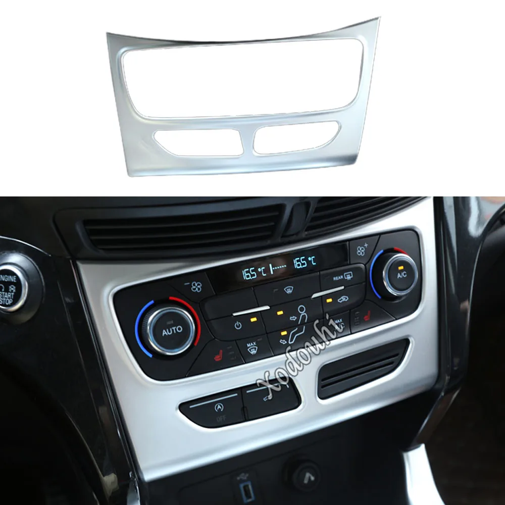 

For Ford Kuga Escape 2017 2018 2019 2020 Car ABS Silver Console Temperature Air-condition Volume Switch Trim Frame Lamp 1PCs