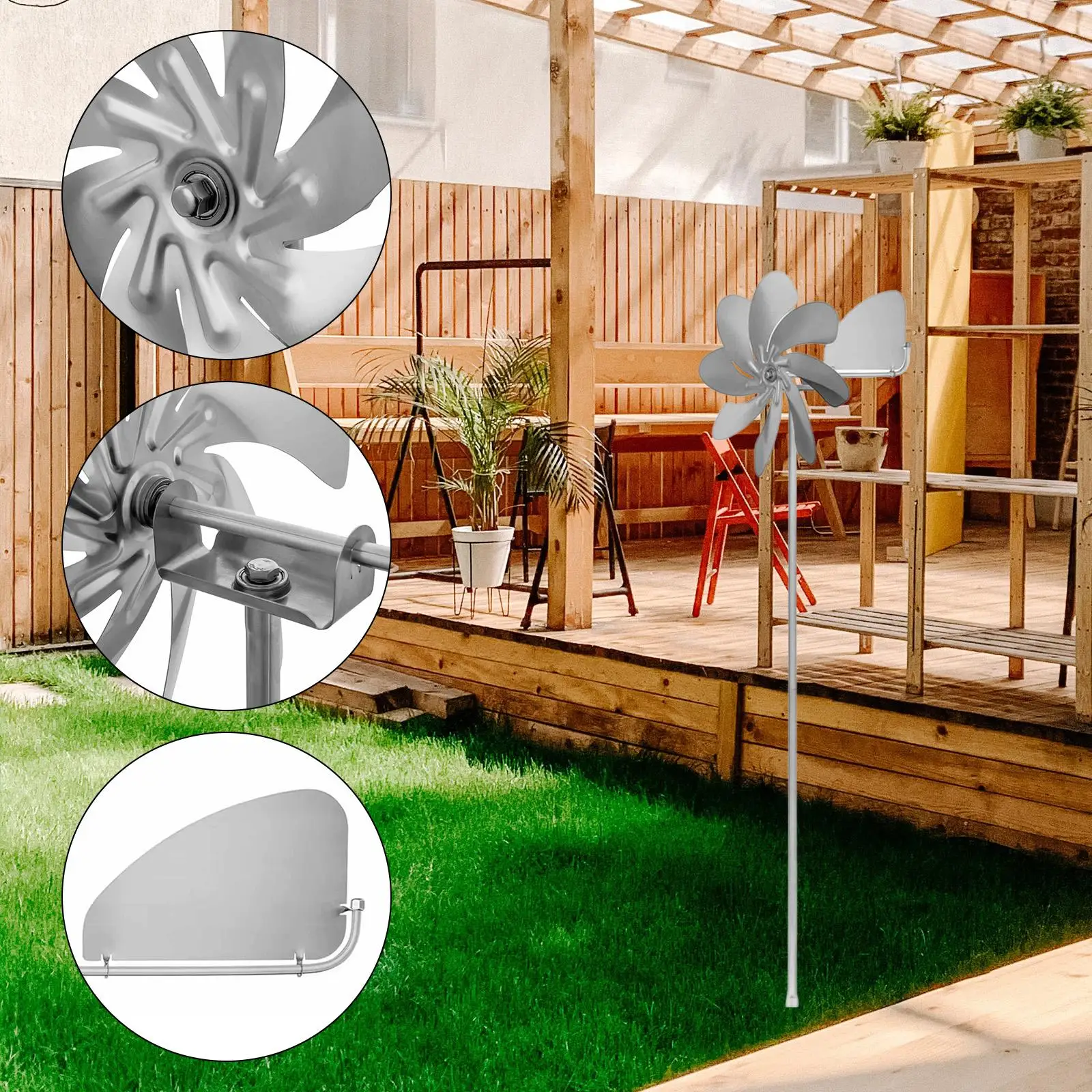 Kinetic Wind Spinner Outdoor Metal Flower Windmill Stake Weatherproof Garden Art for Backyard