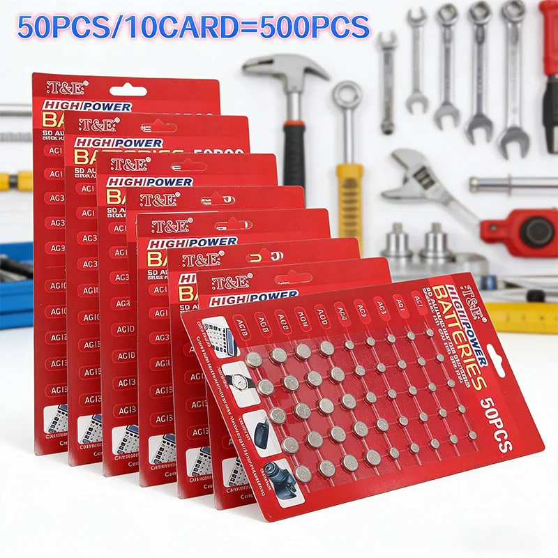 1.55V AG13 Battery pila LR44 L AG1 AG3 AG4 AG10 AG12 SR44 Button Batteries A76 LR1154 GP7 Cell Coin Watch Toy Remote 50PCS/Card