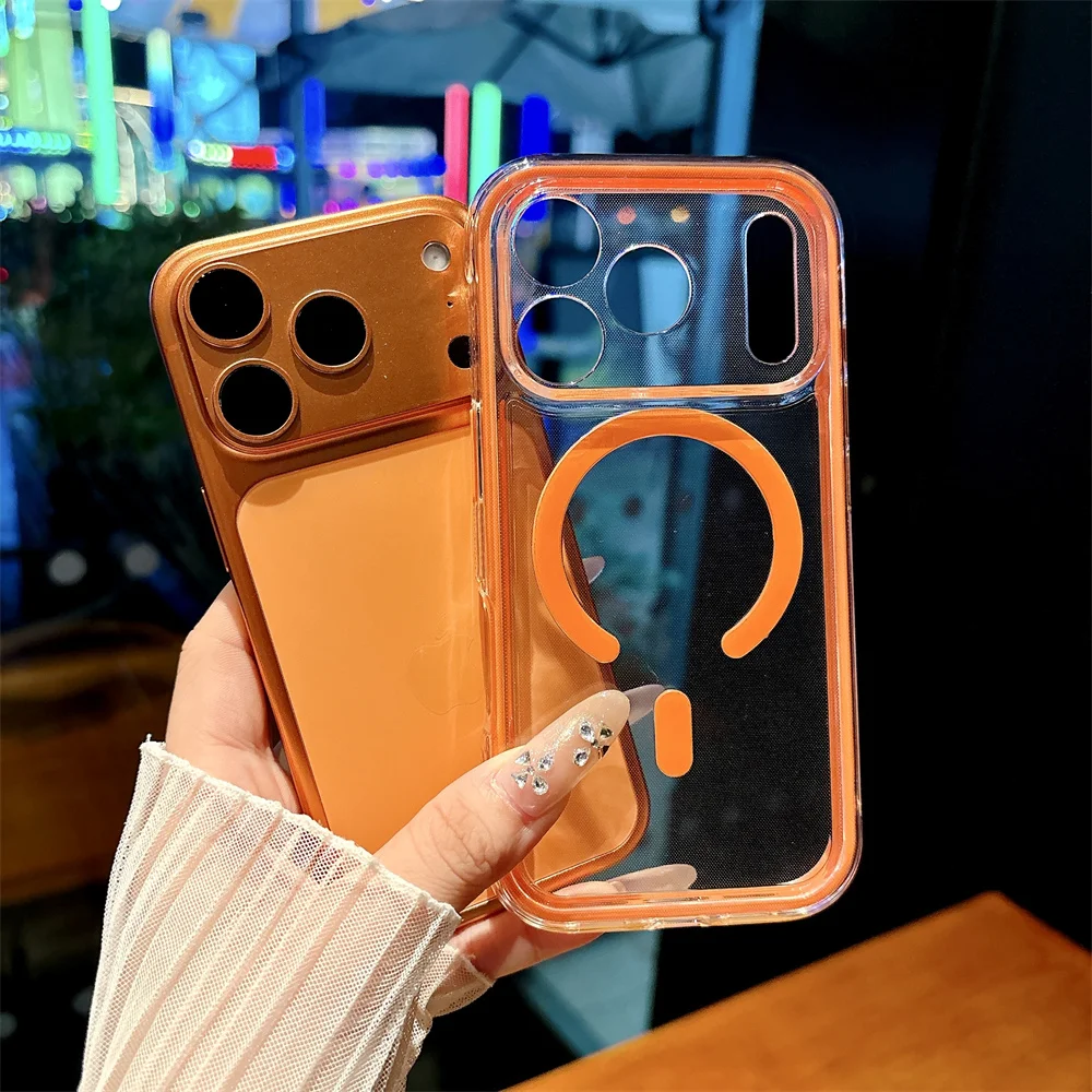2-in-1 Transparente TPU-Handyhülle für iPhone 18 Pro Max 17 Air 16 15 14 13 12 11 mit MagSafe Magnetischer Kabelloser Ladeabdeckung – Detail 1