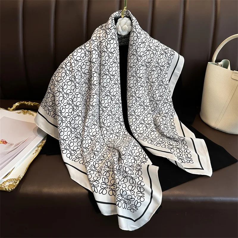 1pcs 90cm scarf twill fabric butterfly print pattern large square scarf sun block silk scarf Russian scarf shawl