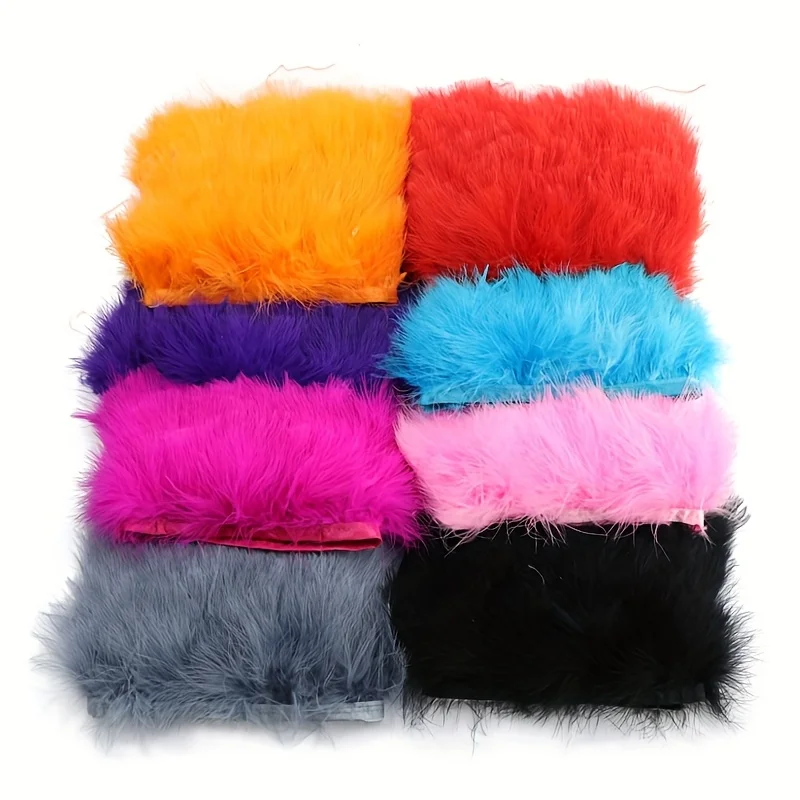 Fluffy Turkey Feathers Trim Fringe Ribbon 8-10cm Marabou Feather for Crafts Clothing Dress Sewing Wedding Party Decor