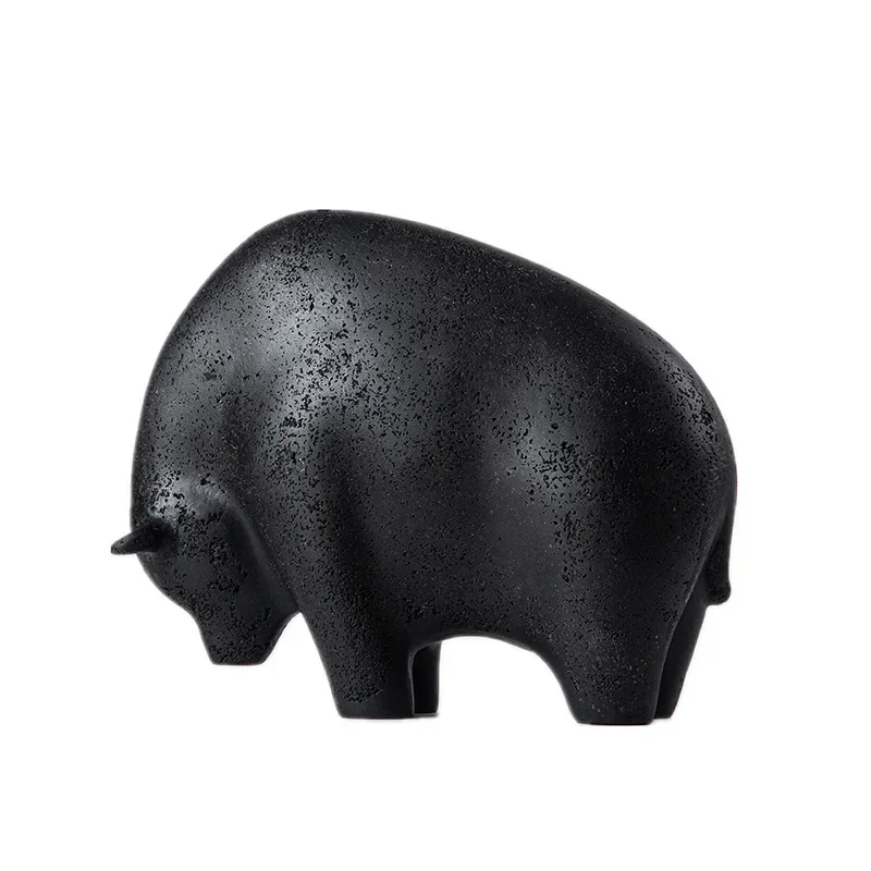 

Black and white animal ornaments children's room sandstone cow shape animal resin crafts