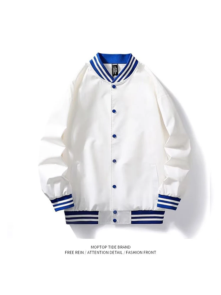 

Mr. WH American Retro Baseball Jaet Men's Spring Autumn High Street Sle Windproof Polyester Long Sve Zipper Closure Ou...