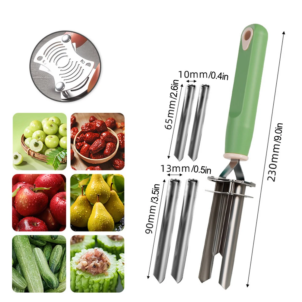 Adjustable Stainless Steel Fruit Corer and Pitter for Efficient Core Removal in Apples Pears Cherries and More Fruits