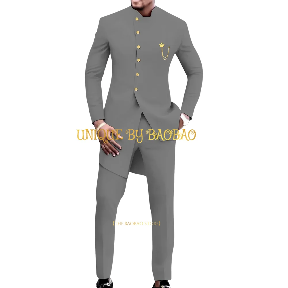 Men's formal 2-piece suit (jacket+pants) new Chinese style long blazer wedding prom party teacher's day festival custom tuxedo