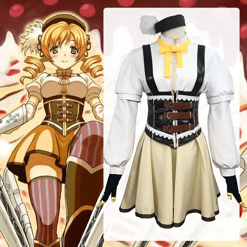 2025 Anime nuevo Puella Magi Madoka Magica Tomoe Mami disfraz Cosplay conjunto completo sombrero calcetines ☆ ★ ee ☆ ★