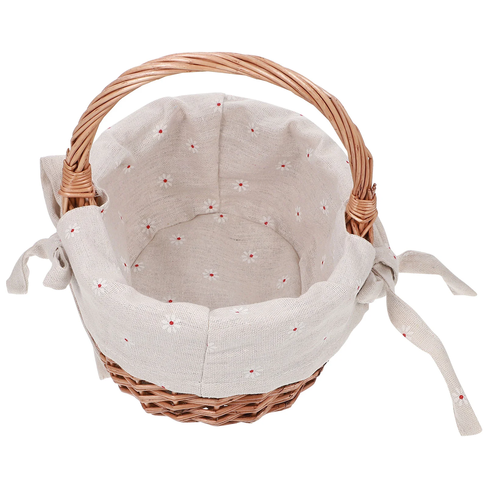 Hampers Rattan Flower Basket Handmade Weaving Wicker Linen Woven Girl Khaki Wedding Child