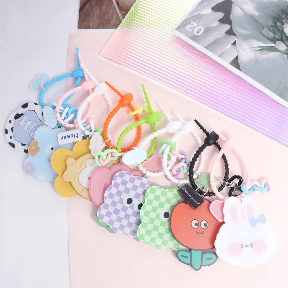 

Tulip Flower Flower Small Mirror Cartoon Keychain Little Bear Small Mirror Portable Flower Mirror Keyring Mini Makeup Mirror