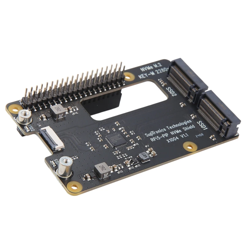 Carte X1004 pour Raspberry Pi 5 PCIE vers M.2 NVcloser touristes SSD 6 000, double 2280 PCB noir ne supporte pas le démarrage de NVcloser SSD