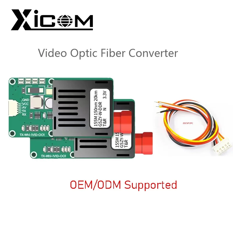 Fiber Converter SingleMode Single Fiber FC/UPC TX/RX 1 Channel Video + UART & TTL & SBUS to Optic Controller 0-20km,5.5V-26V