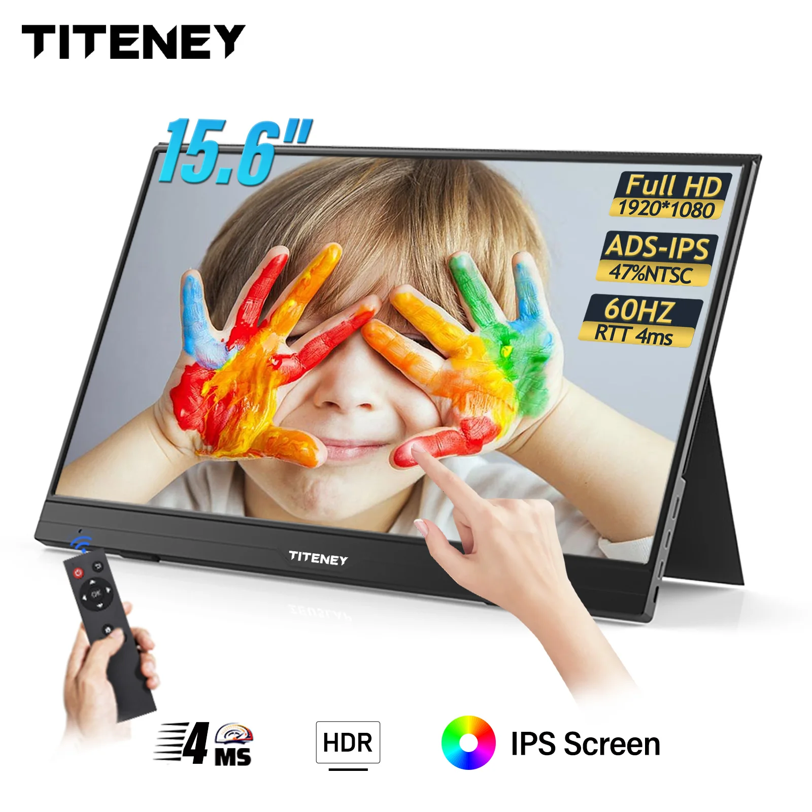 

TITENEY 15.6Inch Touch Portable Monitor,1080P Full HD IPS Screen with Remote Control for Laptop/MacBook Pro/PC/Switch/Xbox/PS5