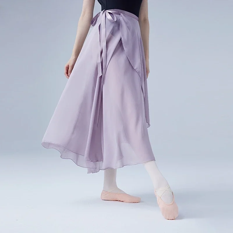 Adult half-length skirt ballet dance skirt lace-up practice suit apron chiffon extended light teacher skirt