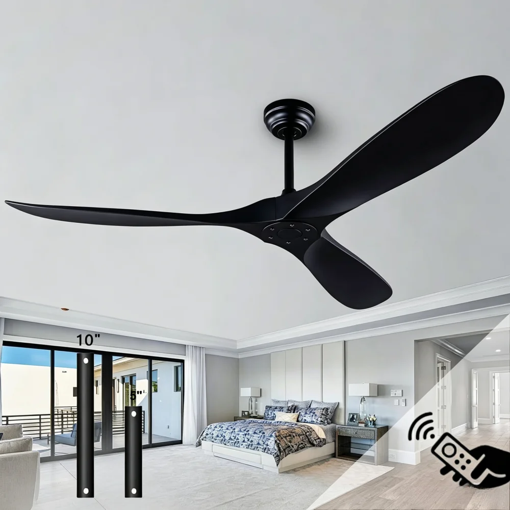 52 60 Inch ABS Ceiling Fan Industrial Vintage No Light with Dc Motor Remote Control Silent Electric Fan Decor Blower Large Fans