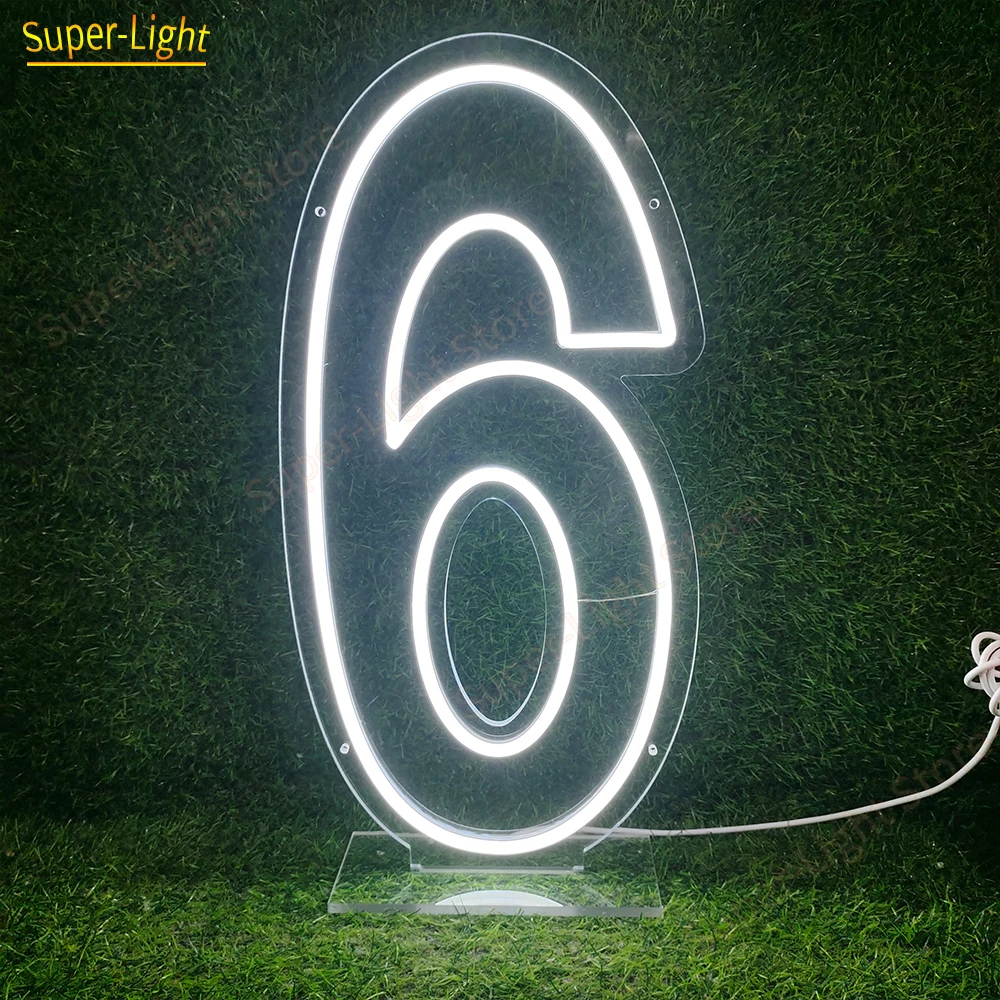 Letreros de neón LED personalizados, decoración de pared para dormitorio, boda, fiesta de primer cumpleaños, lámpara de números, regalo para niños, Número 1