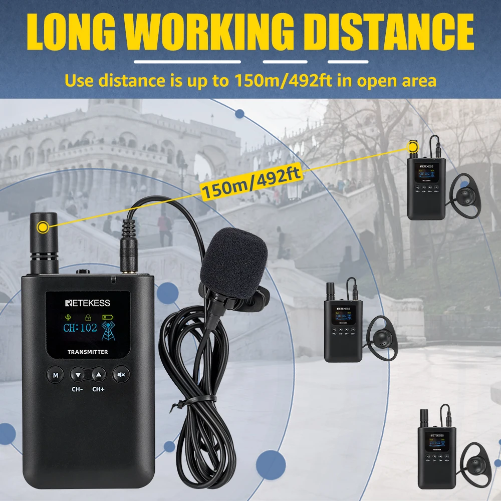 RETEKESS TT125 Tourguide-System Drahtloses Audiosystem 2,4GHz Funk-Sender-Empfänger für Ausflüge und Übersetzungen – Detail 6