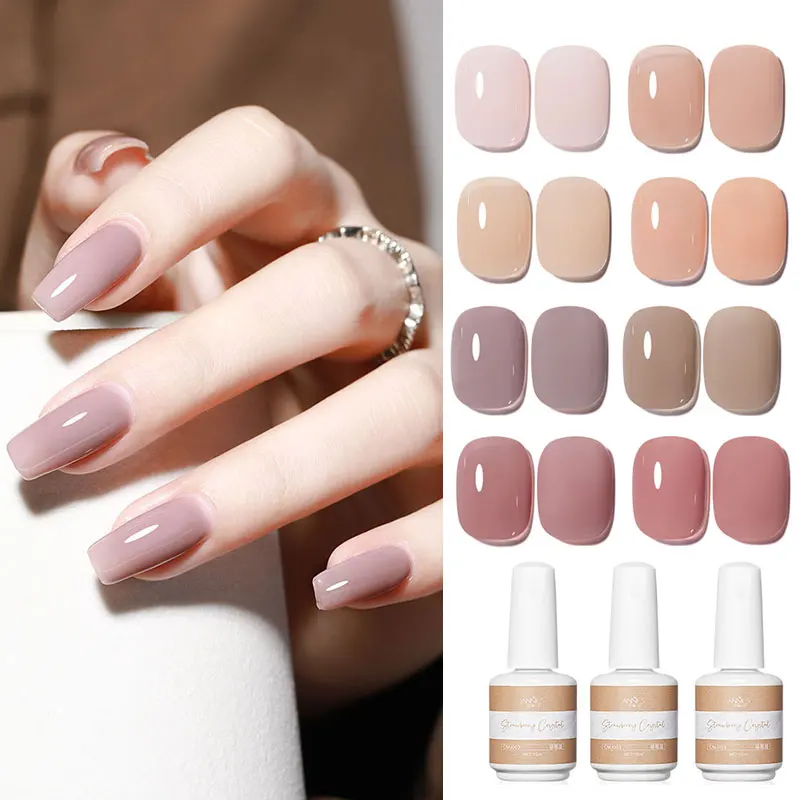 Big Promotion 15ml Jade Tallow Color Nail Polish Glue Strawberry Crystal UV Gel Durable Removable Varnish Nail Art