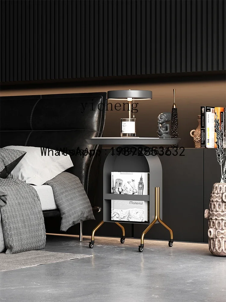 Household Sofa Side Table Small Apartment Portable Living Room round Small Table Bedroom Light Luxury Bedside Tab