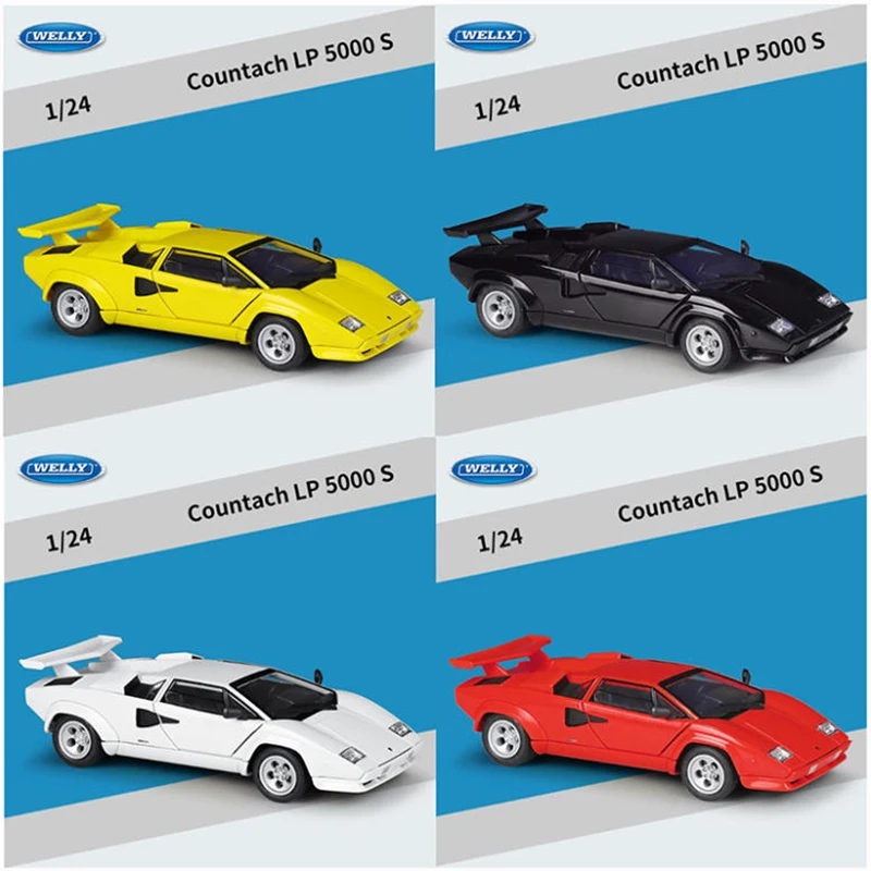 

WELLY 1:24 Countach LP 5000 S, литая под давлением модель из сплава, статическая коллекция, украшенные праздничные подарки, игрушки