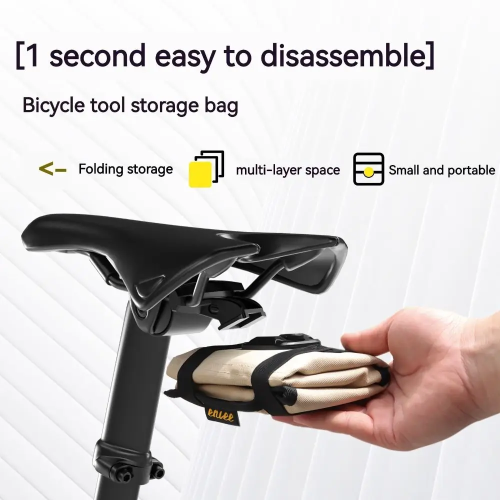 

Waterproof Tire Repair Toolkit Mini Foldable Bicycle Storage Bag Rack Bag Large Capacity Snap on Repair Kit Mountain Bike