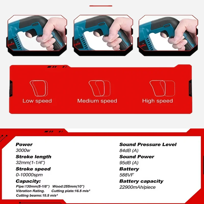 ماكيتا 20V18V بطارية فرش الترددية المنشار الترددي أدوات كهربائية لاسلكية محمولة مع 4 قطعة شفرات المنشار #6