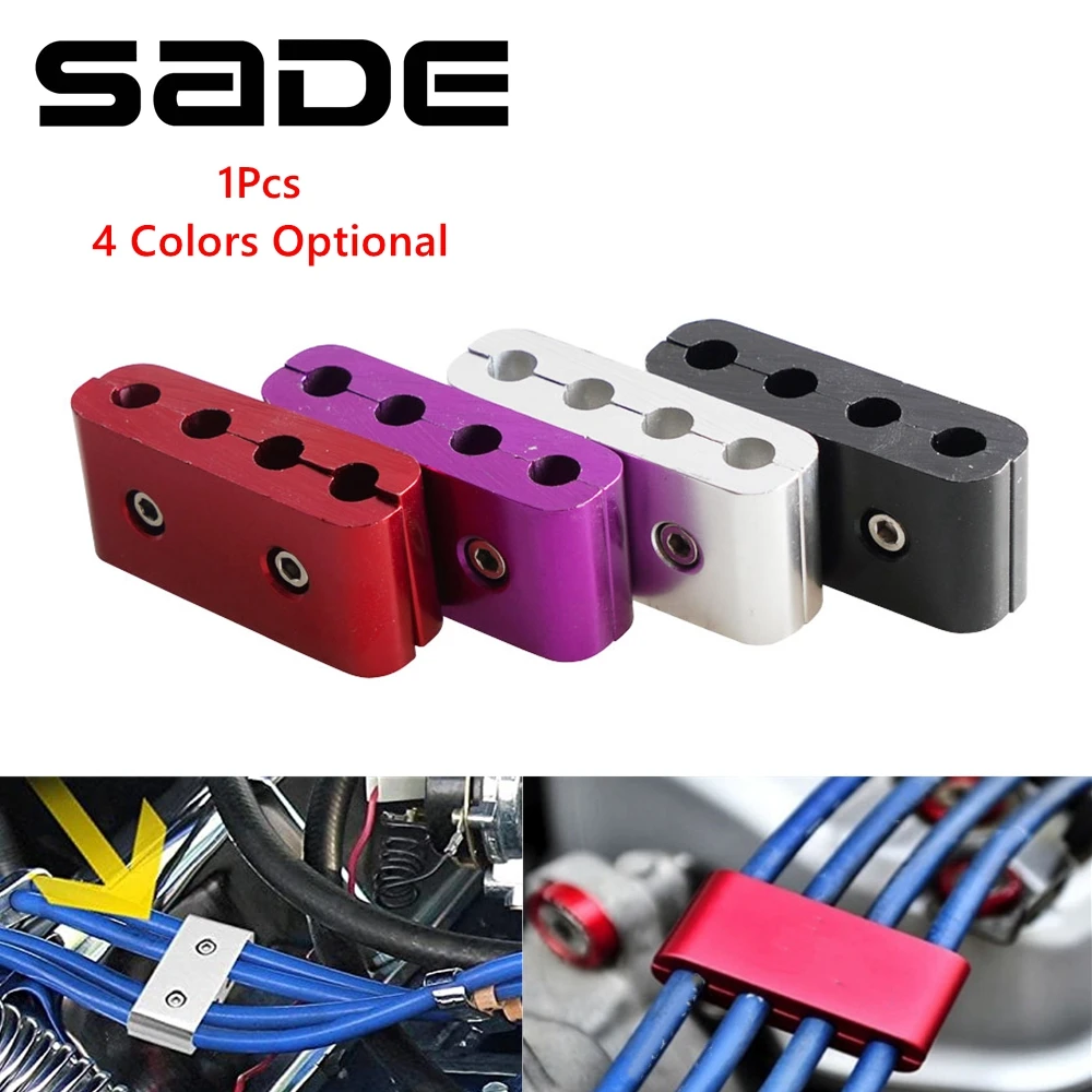 4 Holes Spark Plug Electrical Wire Clamp Separator JDM Style Line Ignition Cable Clip Auto Decoration Aluminium 4 Colors