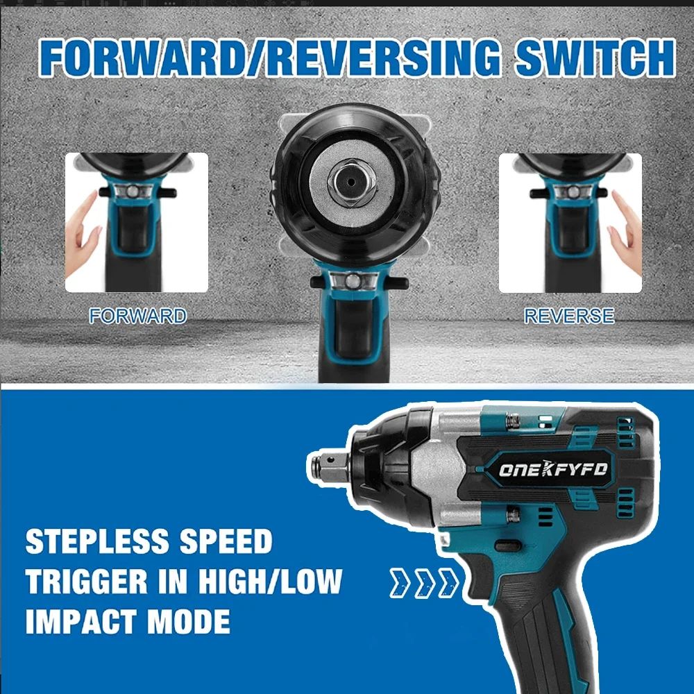 Imagem -03 - Brushless Chave de Impacto Elétrica 600 N.m Torque no Soquete Reparação do Caminhão do Carro Ferramenta de Poder para Makita 18v Bateria Dtw700