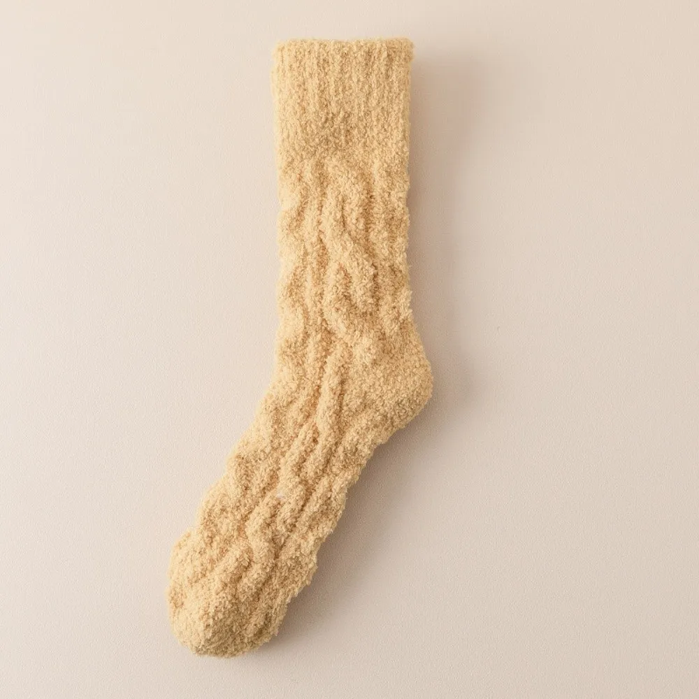 

Thickened Winter Coral Velvet Socks Solid Color Soft Cotton Socks Warm Fluffy Floor Socks Sleep Socks