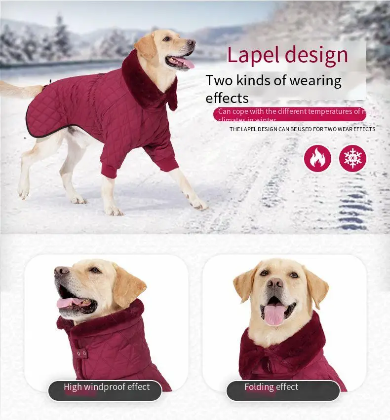 Winter dog clothes outdoor cold and warm dog coat with velvet cotton lining dog coat